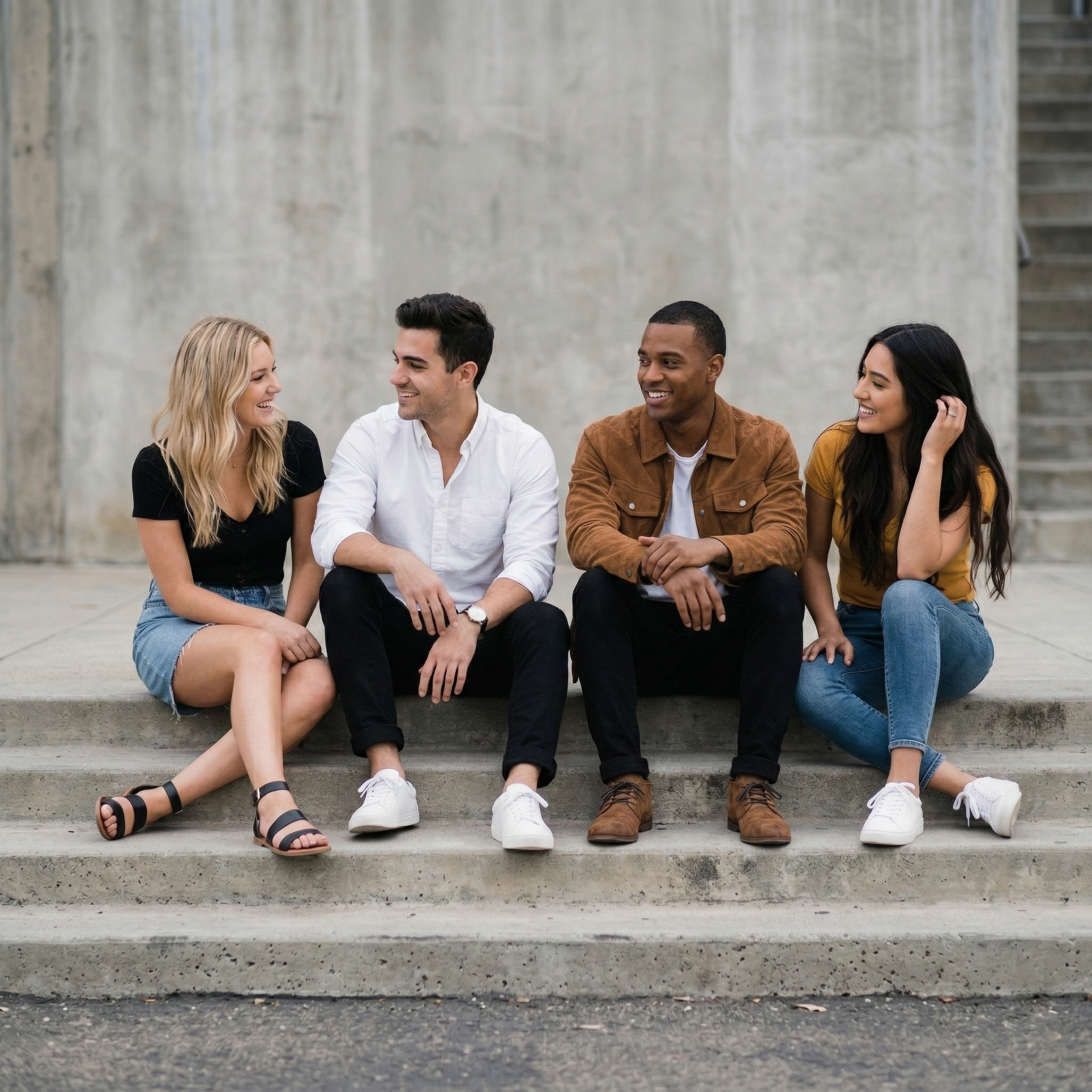 Friends sitting on steps