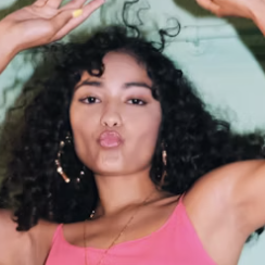 Woman taking selfie pose